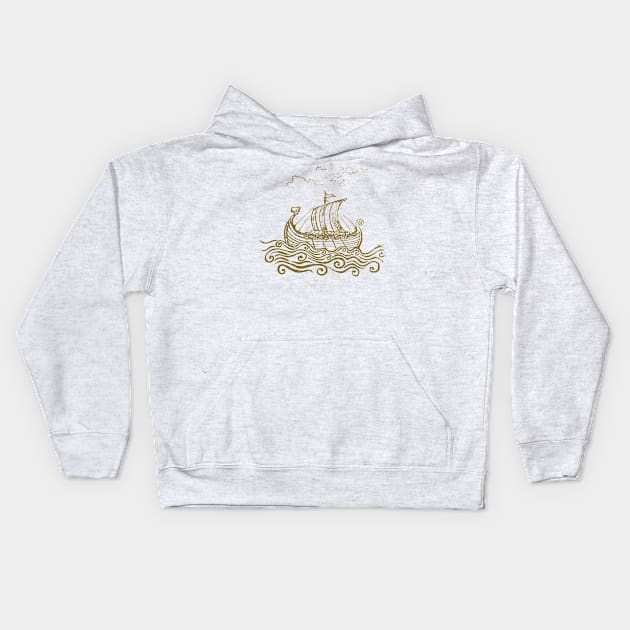 Viking ship Kids Hoodie by mangulica